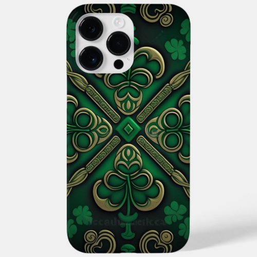 INTRICATE DARK GREEN IRISH SHAMROCKS Case_Mate iPhone 14 PRO MAX CASE