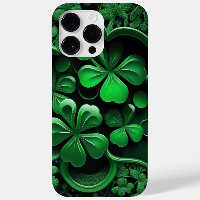 INTRICATE DARK GREEN IRISH SHAMROCKS Case-Mate iPhone CASE (Back)