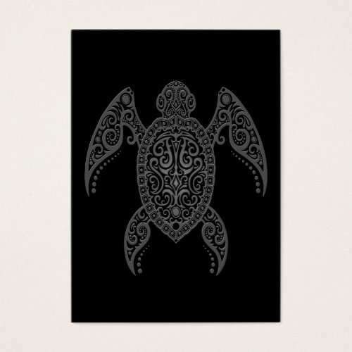 Intricate Dark Sea Turtle Business Cards