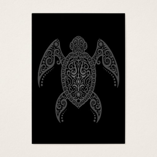 Customizable Intricate Dark Sea Turtle Business Cards