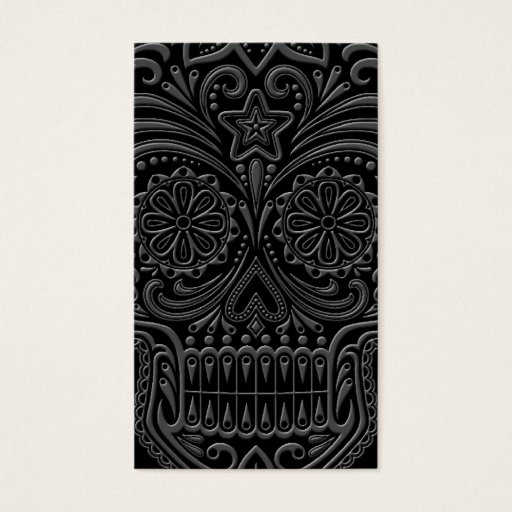 Customizable Intricate Dark Sugar Skull Business Card Template