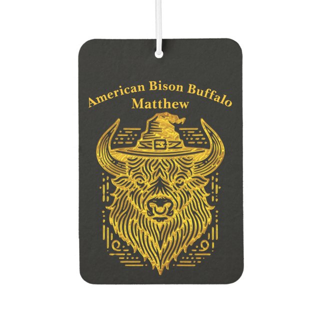 Intricate Design of a Bison With a Hat Air Freshener (Front)