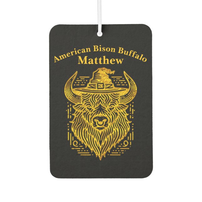 Intricate Design of a Bison With a Hat Air Freshener (Front)