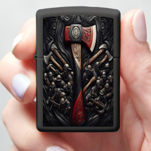 Intricate Design of a Fireman's Axe With Tribute Zippo Lighter