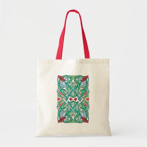 Intricate Design of Irish Celtic Knot Dragon Heads Tote Bag