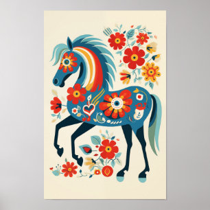 Intricate Details of Dala Horse Art #4 Poster