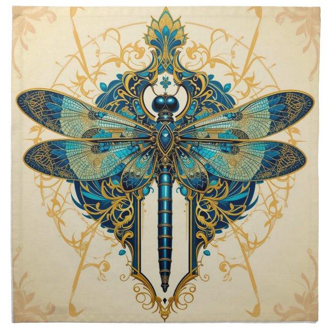 Intricate Dragonfly Artwork Cloth Napkin (Front)