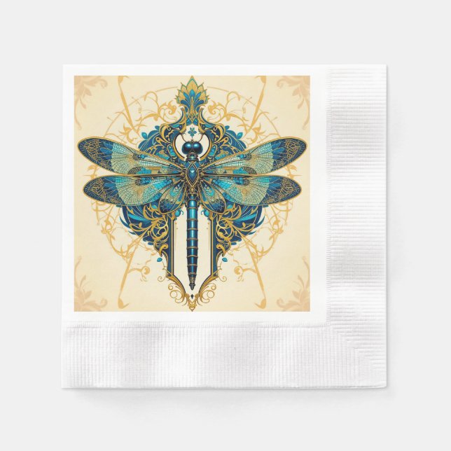 Intricate Dragonfly Artwork Napkins (Front)