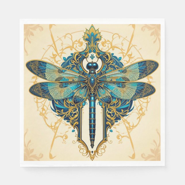Intricate Dragonfly Artwork Napkins (Front)