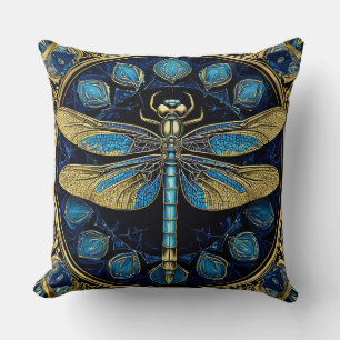 Intricate Dragonfly Artwork Throw Pillow