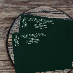 Intricate Evergreen Garland Modern Holiday Return Label