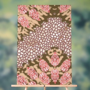 Intricate fabric design featuring floral patterns acrylic sign