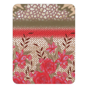 Intricate fabric design featuring floral patterns door sign