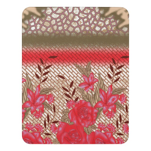 Intricate fabric design featuring floral patterns  door sign (Contemporary Vert)