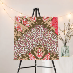 Intricate fabric design featuring floral patterns  foam board