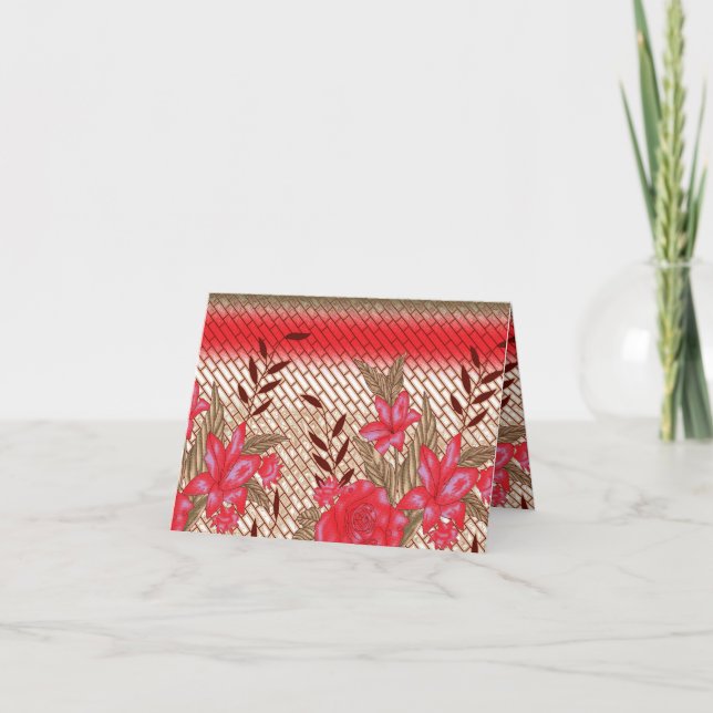 Intricate fabric design featuring floral patterns  letterpress thank you card (Front)