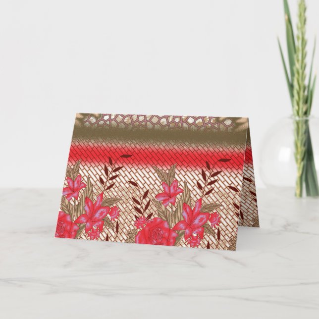 Intricate fabric design featuring floral patterns  letterpress thank you card (Front)