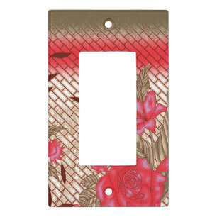 Intricate fabric design featuring floral patterns light switch cover