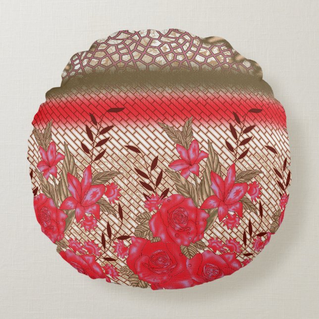 Intricate fabric design featuring floral patterns  round pillow (Front)