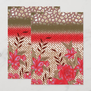 Intricate fabric design featuring floral patterns thank you card