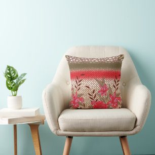 Intricate fabric design featuring floral patterns throw pillow