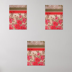 Intricate fabric design featuring floral patterns  wall art sets