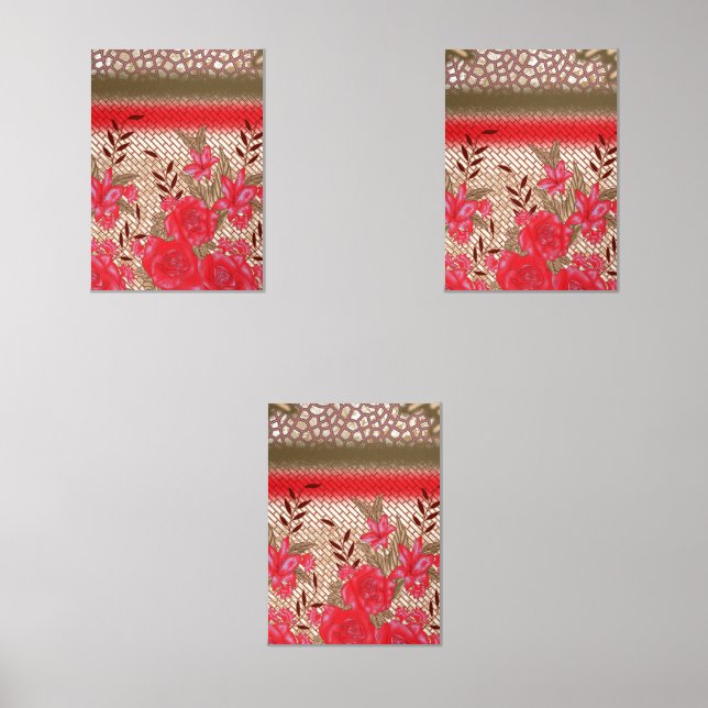 Intricate fabric design featuring floral patterns  wall art sets (Front)
