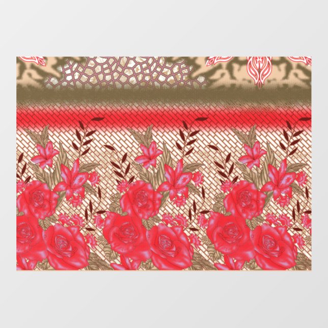 Intricate fabric design featuring floral patterns  window cling (Sheet)