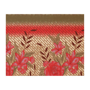Intricate fabric design featuring floral patterns  wood wall art