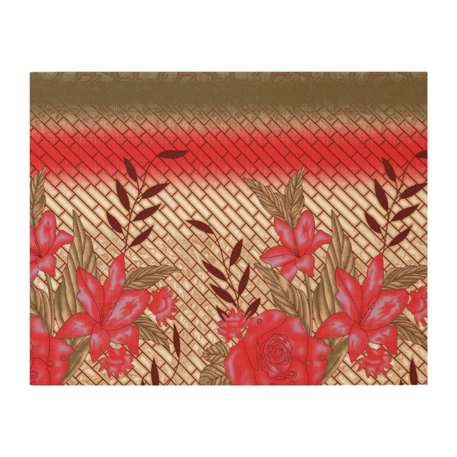 Intricate fabric design featuring floral patterns  wood wall art (Front)