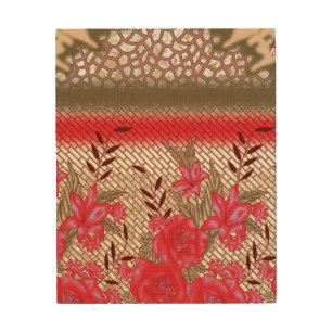 Intricate fabric design featuring floral patterns wood wall art