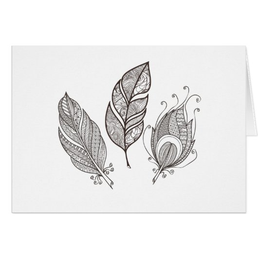 Intricate Feather Doodle Cards (Front Horizontal)