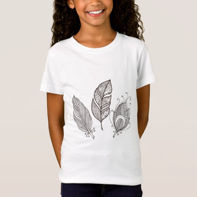 Intricate Feather Doodle T-Shirt (Front)