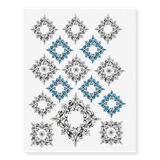 Intricate Filigree Scroll with open center Temporary Tattoos (Front)