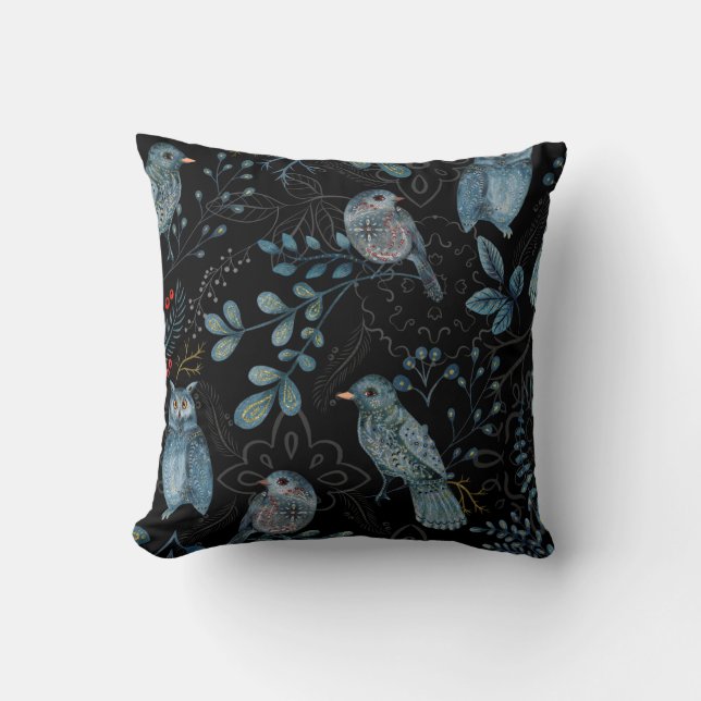 Intricate  floral and paisley  pattern  throw pillow (Front)