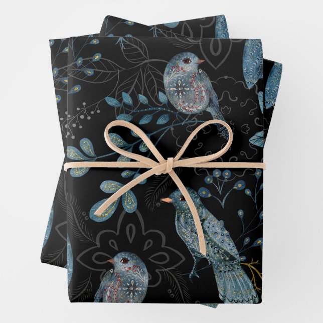 Intricate  floral and paisley  pattern  wrapping paper sheets (In situ)