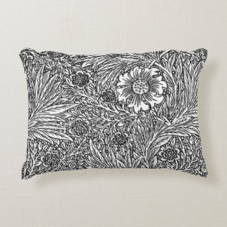 Intricate Floral Design in Black and White Accent Pillow