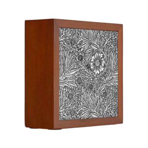 Intricate Floral Design in Black and White Desk Organizer