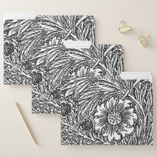 Intricate Floral Design in Black and White File Folder