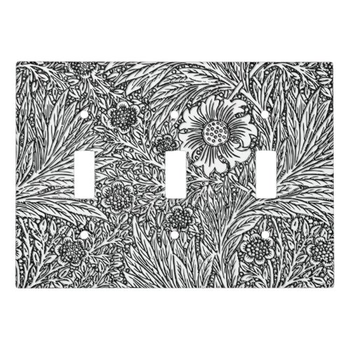 Intricate Floral Design in Black and White Light Switch Cover