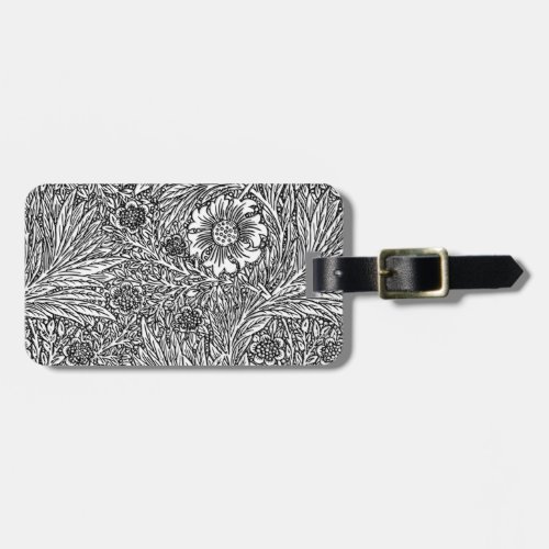 Intricate Floral Design in Black and White Luggage Tag