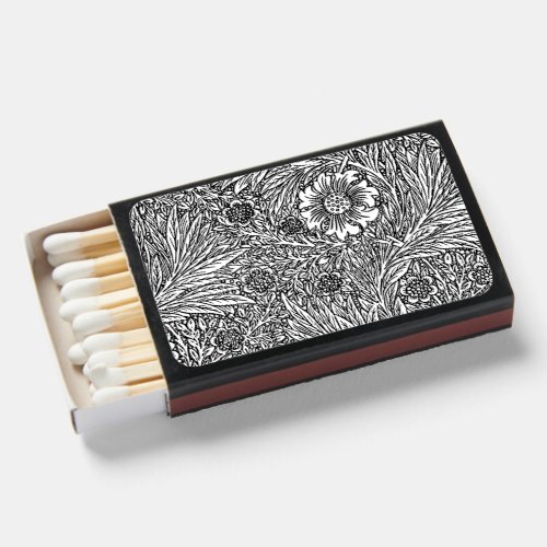 Intricate Floral Design in Black and White Matchboxes