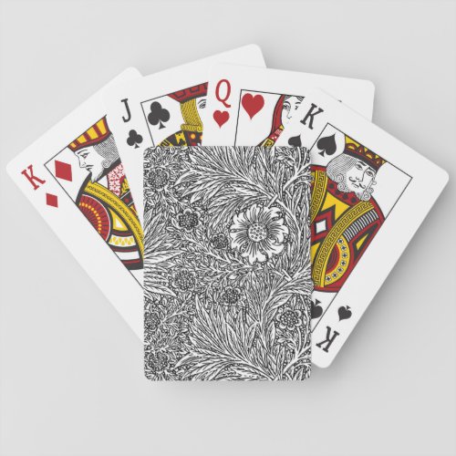 Intricate Floral Design in Black and White Poker Cards