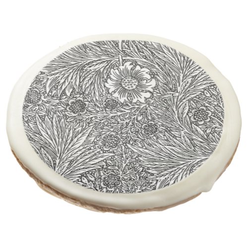 Intricate Floral Design in Black and White Sugar Cookie
