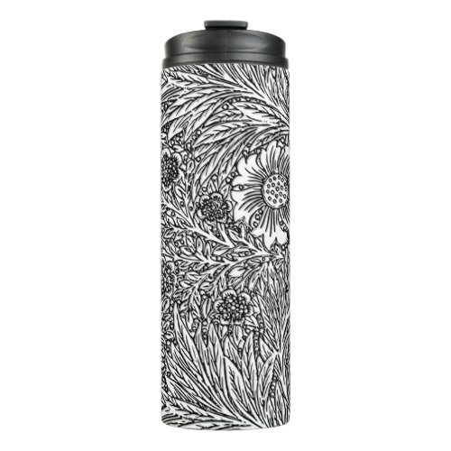 Intricate Floral Design in Black and White Thermal Tumbler