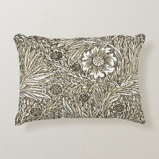 Intricate Floral Design in Brown and White Accent Pillow