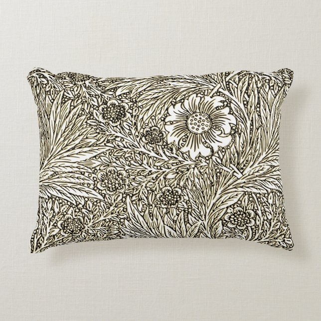Intricate Floral Design in Brown and White Accent Pillow (Front)