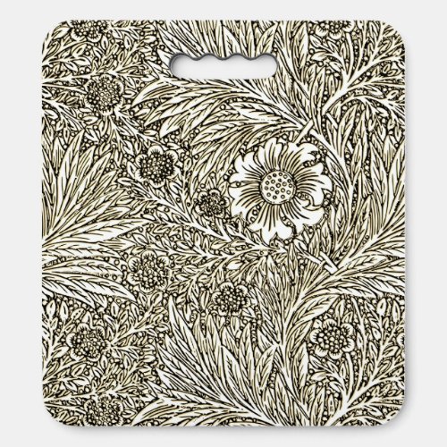 Intricate Floral Design in Brown and White Seat Cushion