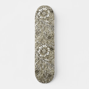 Intricate Floral Design in Brown and White Skateboard