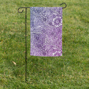 Intricate Floral Design in Purple Hues and White Garden Flag